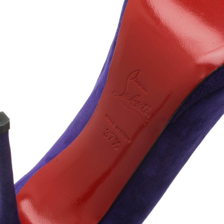 Pre Owned Christian Louboutin Purple Suede Neofilo Pumps Size 37.5