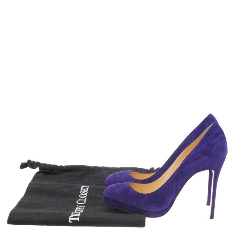 Pre Owned Christian Louboutin Purple Suede Neofilo Pumps Size 37.5