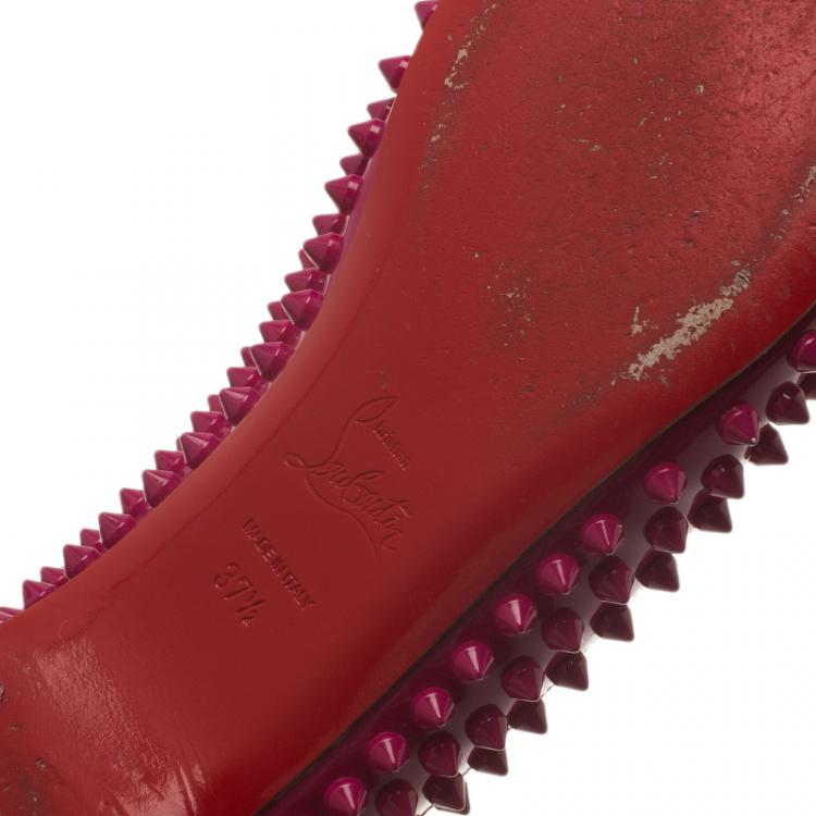 Pre Owned Christian Louboutin Pink Patent Spike Pigalle Ballet Flats Size 37.5