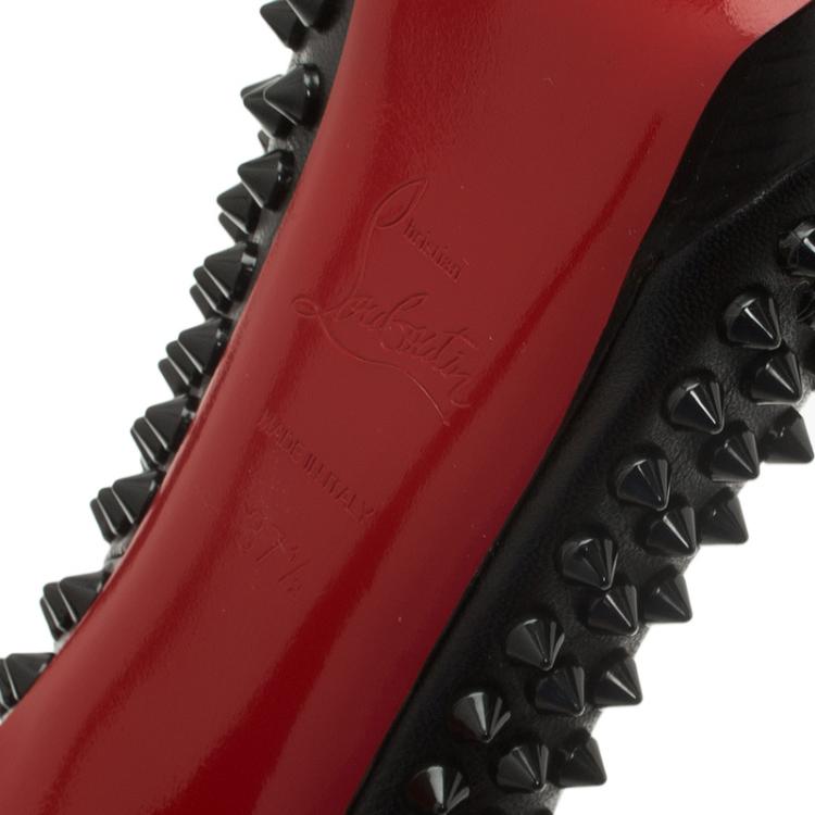 Pre Owned Christian Louboutin Black Leather Alti Spikes Platform Pumps Size 37.5