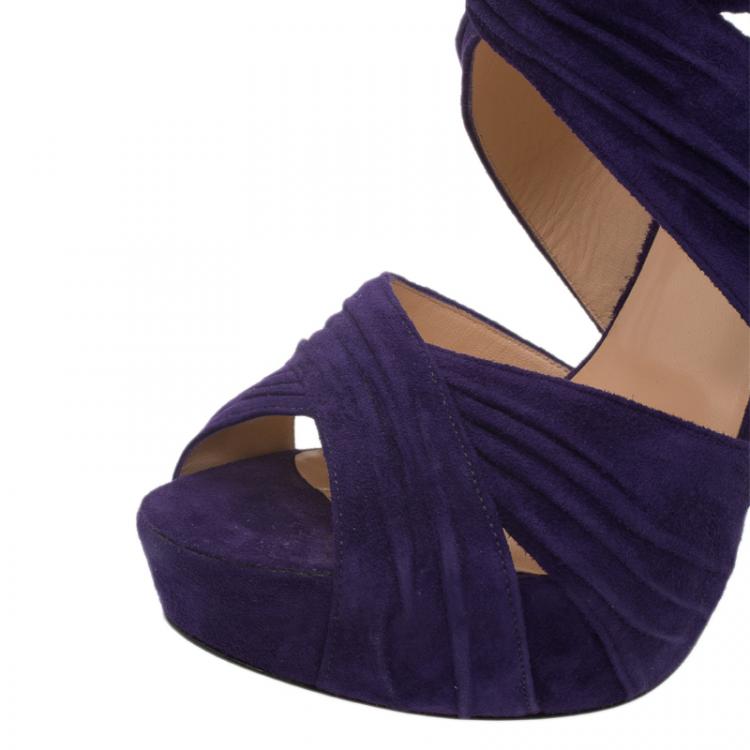 Louboutin Purple Suede Bandra Platform Sandals Size 37.5 Christian Louboutin | TLC