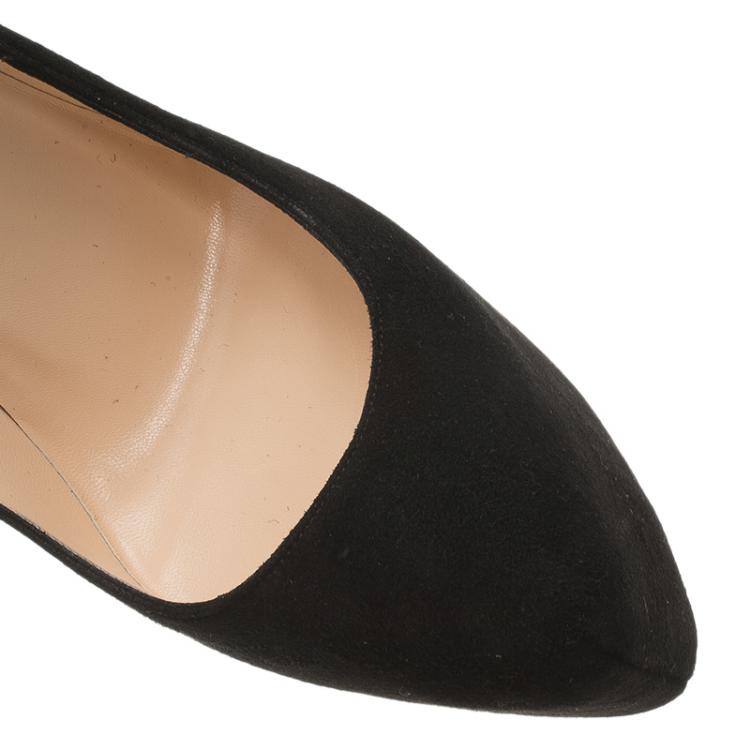 Pre Owned Christian Louboutin Black Suede Daffodile Platform Pumps Size 37.5