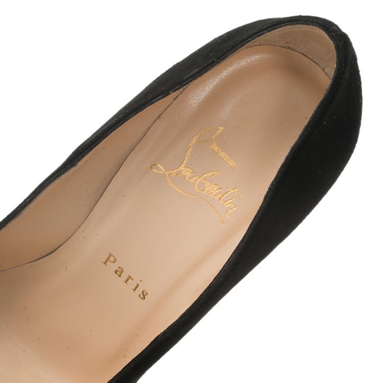 Pre Owned Christian Louboutin Black Suede Daffodile Platform Pumps Size 37.5