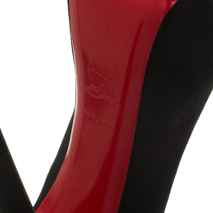 Pre Owned Christian Louboutin Black Suede Daffodile Platform Pumps Size 37.5