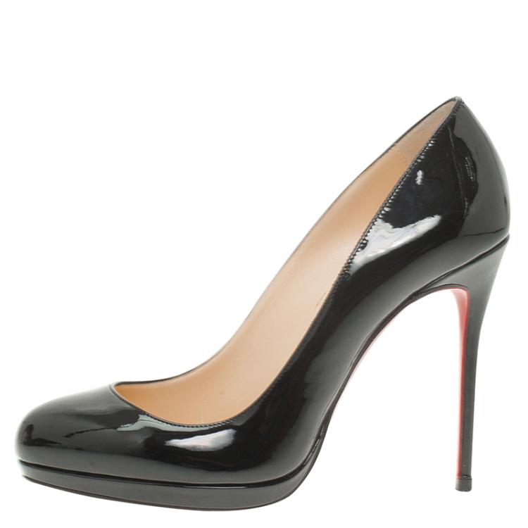 Pre Owned Christian Louboutin Black Patent Neofilo Platform Pumps Size 37.5