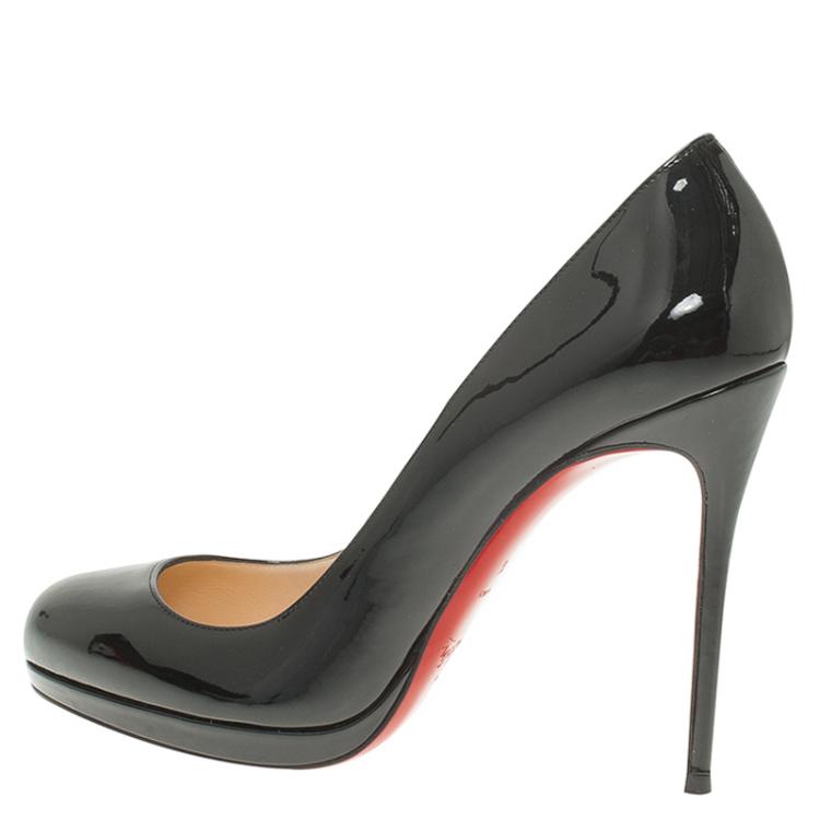 Pre Owned Christian Louboutin Black Patent Neofilo Platform Pumps Size 37.5