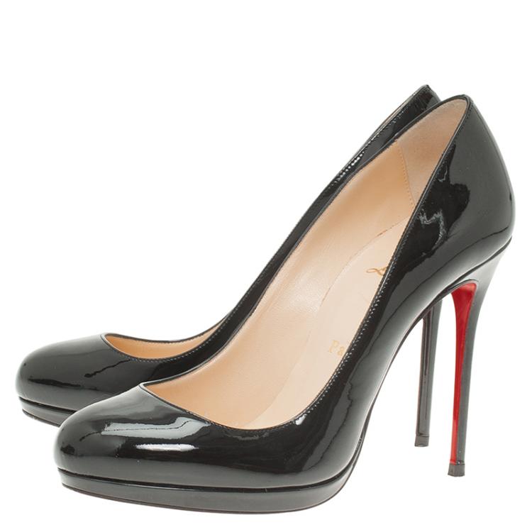 Pre Owned Christian Louboutin Black Patent Neofilo Platform Pumps Size 37.5