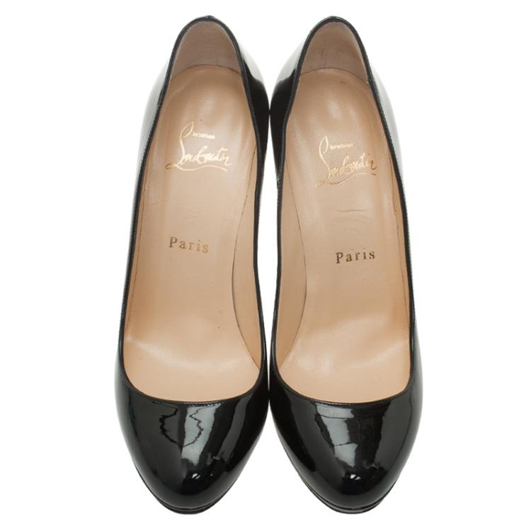 Pre Owned Christian Louboutin Black Patent Neofilo Platform Pumps Size 37.5