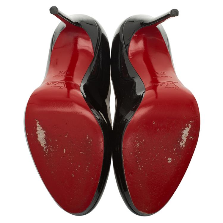 Pre Owned Christian Louboutin Black Patent Neofilo Platform Pumps Size 37.5