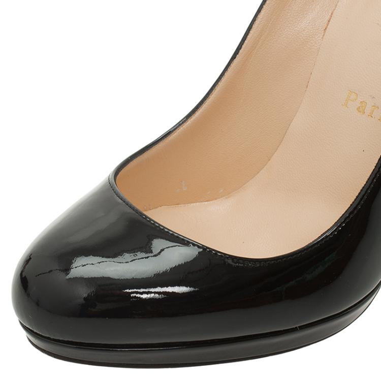 Pre Owned Christian Louboutin Black Patent Neofilo Platform Pumps Size 37.5