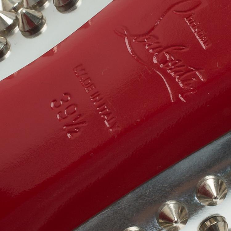 Pre Owned Christian Louboutin Silver Metallic Leather Alti Spike Platform Pumps Size 39.5