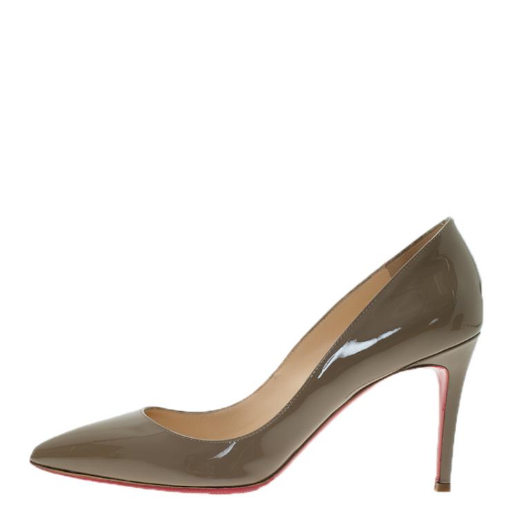 Pre Owned Christian Louboutin Grey Patent Pigalle Pumps Size 38.5