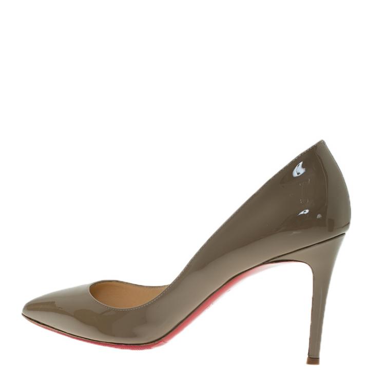 Pre Owned Christian Louboutin Grey Patent Pigalle Pumps Size 38.5
