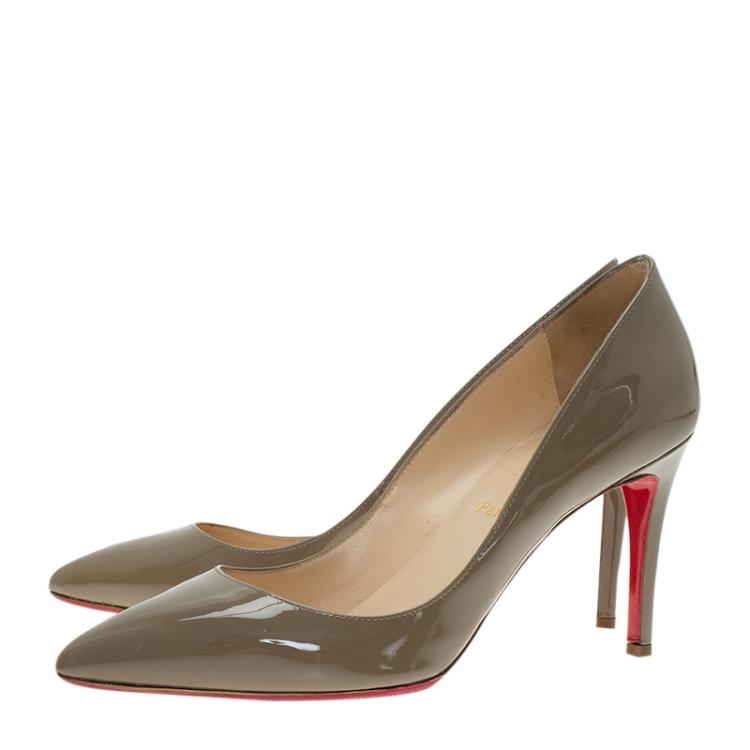 Pre Owned Christian Louboutin Grey Patent Pigalle Pumps Size 38.5