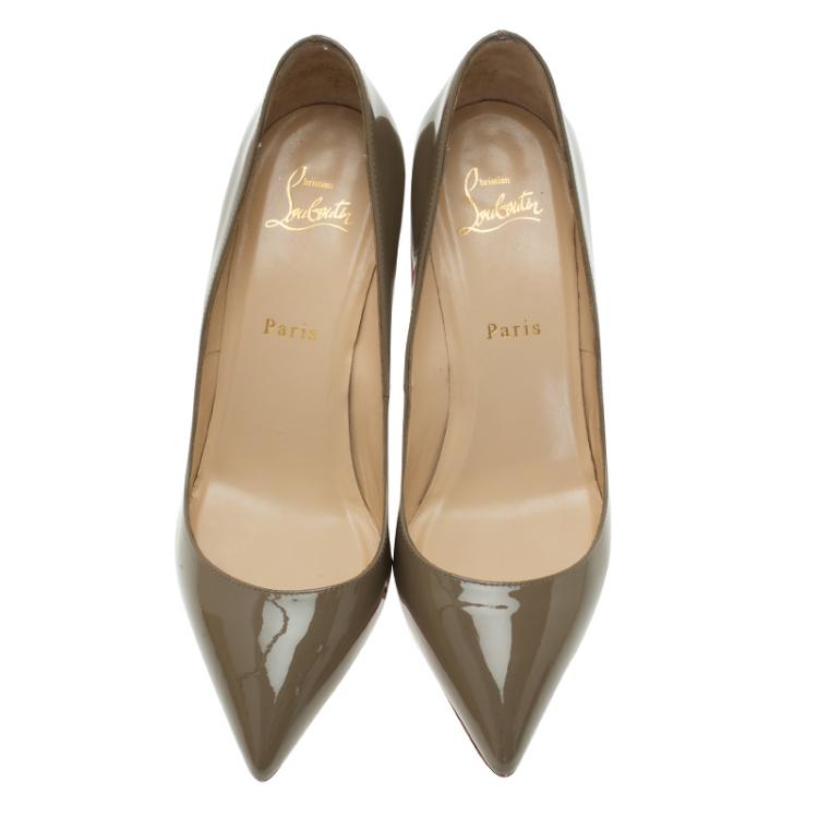 Pre Owned Christian Louboutin Grey Patent Pigalle Pumps Size 38.5