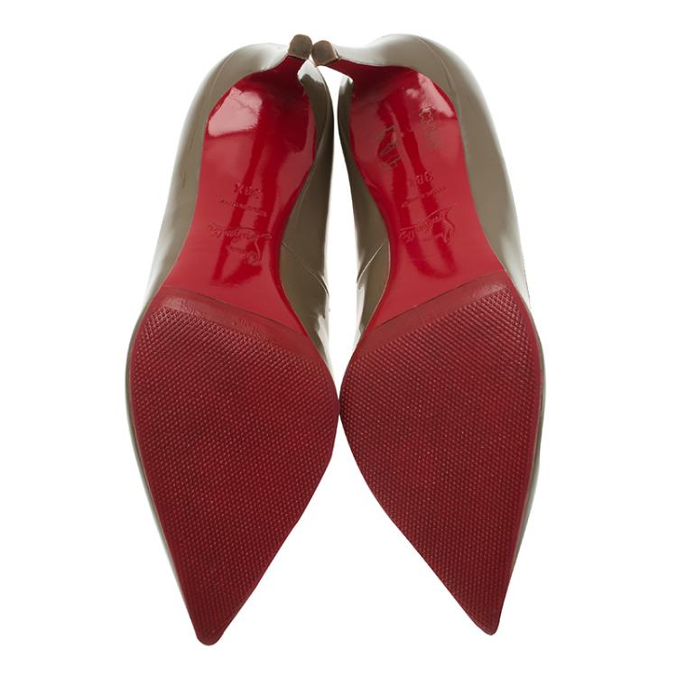 Pre Owned Christian Louboutin Grey Patent Pigalle Pumps Size 38.5