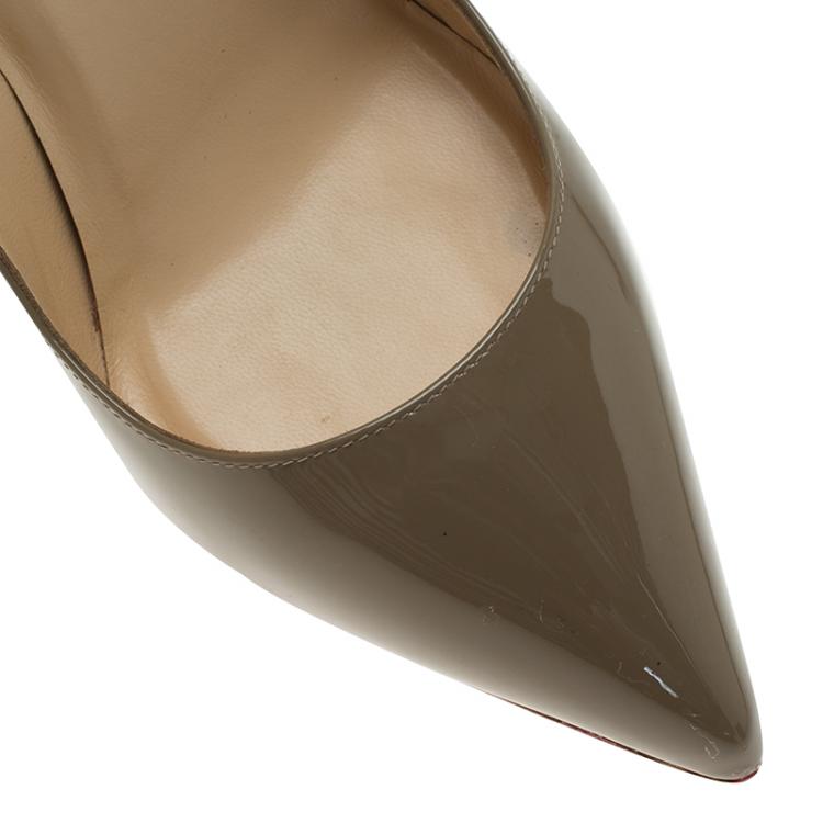 Pre Owned Christian Louboutin Grey Patent Pigalle Pumps Size 38.5