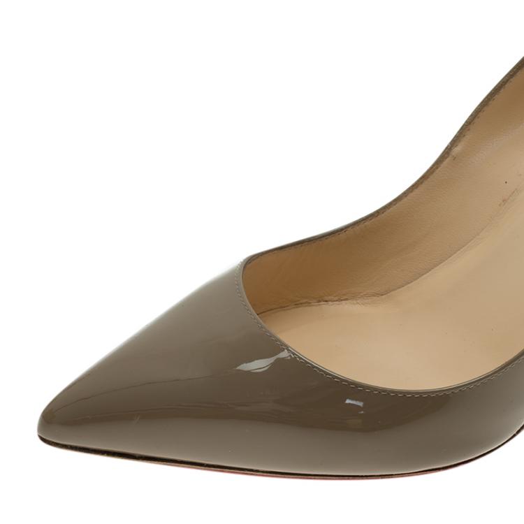 Pre Owned Christian Louboutin Grey Patent Pigalle Pumps Size 38.5