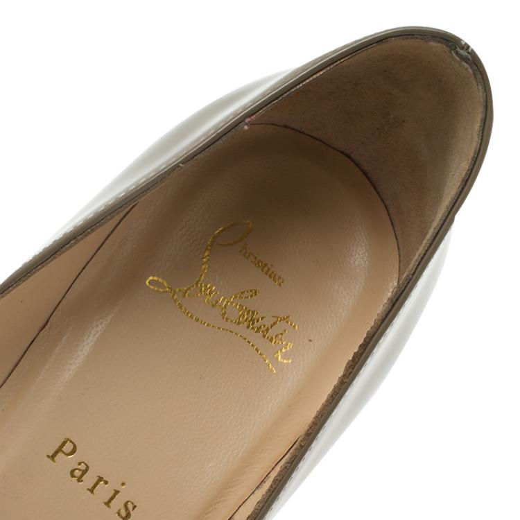 Pre Owned Christian Louboutin Grey Patent Pigalle Pumps Size 38.5