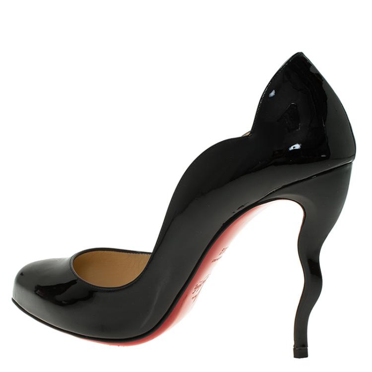 Pre Owned Christian Louboutin Black Patent Wawy Dolly Pumps Size 38.5