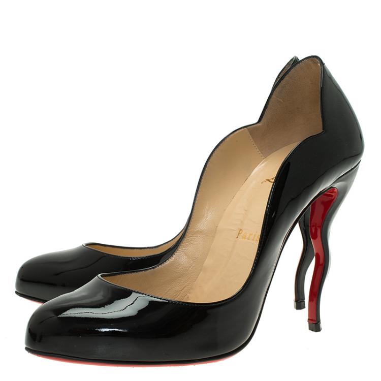 Pre Owned Christian Louboutin Black Patent Wawy Dolly Pumps Size 38.5