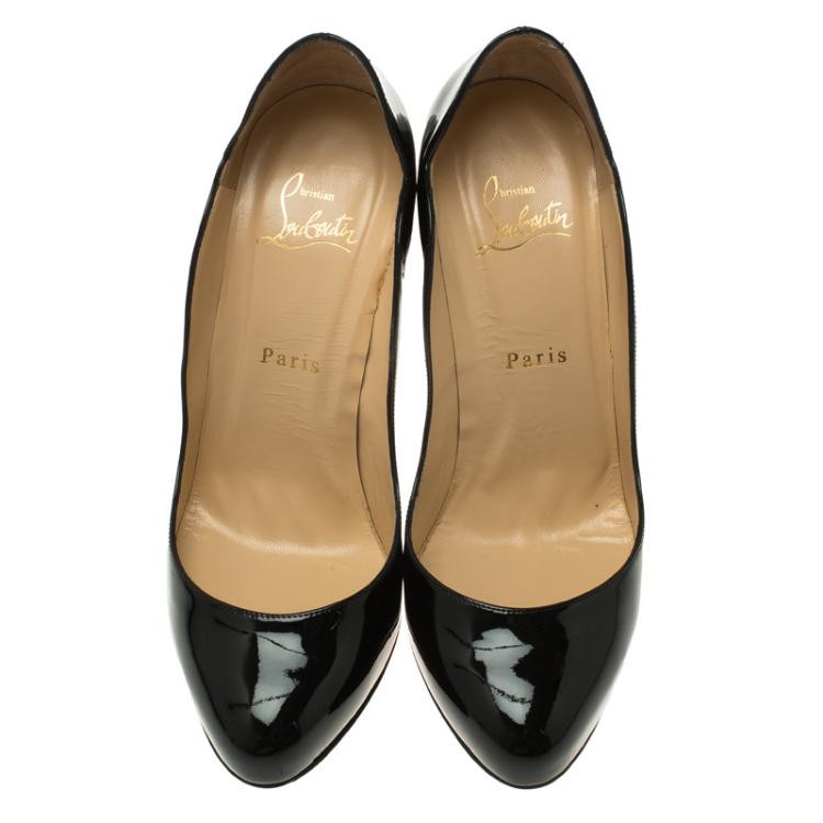 Pre Owned Christian Louboutin Black Patent Wawy Dolly Pumps Size 38.5