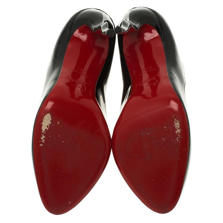 Pre Owned Christian Louboutin Black Patent Wawy Dolly Pumps Size 38.5