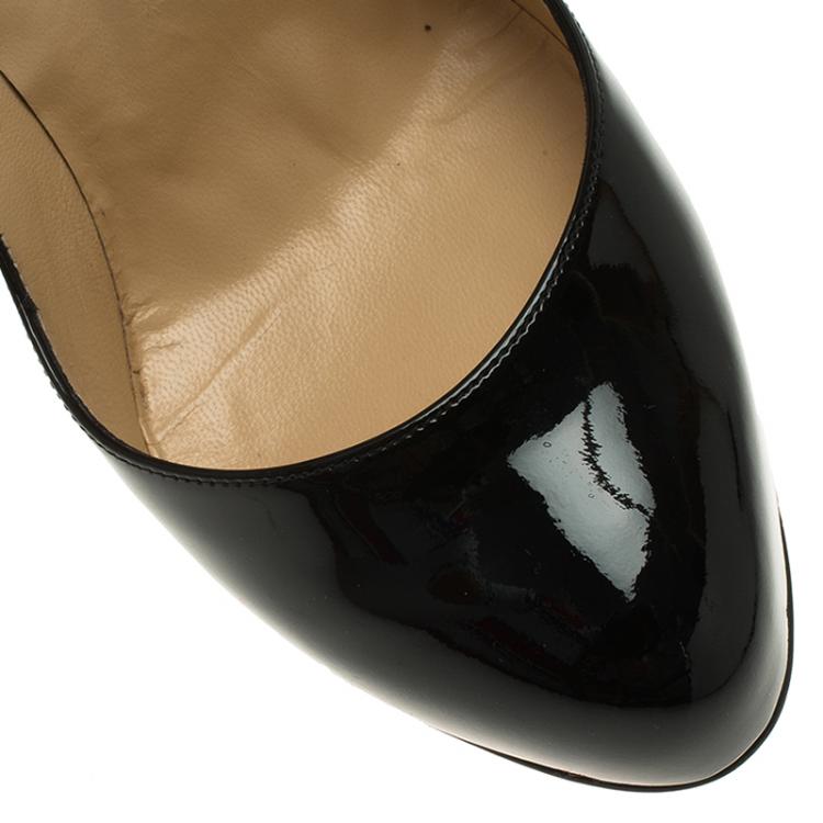 Pre Owned Christian Louboutin Black Patent Wawy Dolly Pumps Size 38.5