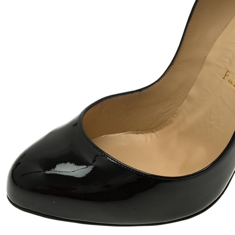 Pre Owned Christian Louboutin Black Patent Wawy Dolly Pumps Size 38.5