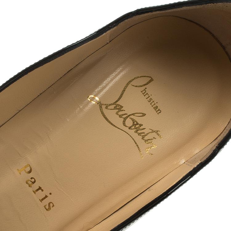 Pre Owned Christian Louboutin Black Patent Wawy Dolly Pumps Size 38.5