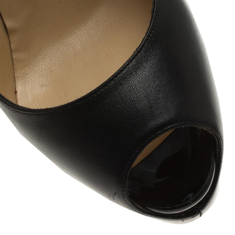 Pre Owned Christian Louboutin Black Leather Lady Highness Mary Jane Platform Pumps Size 40