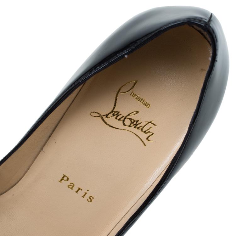 Pre Owned Christian Louboutin Black Patent Decollete Pumps Size 38