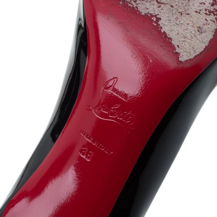 Pre Owned Christian Louboutin Black Patent Decollete Pumps Size 38
