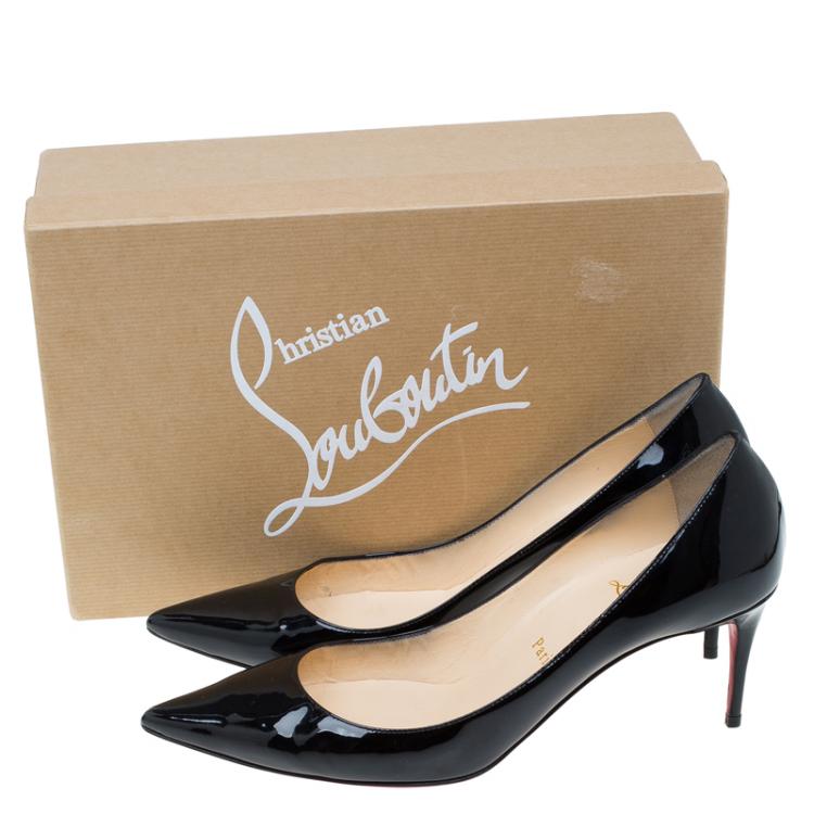 Pre Owned Christian Louboutin Black Patent Decollete Pumps Size 38