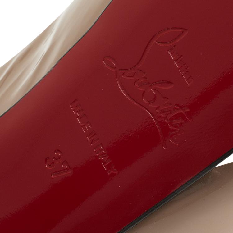 مملوكة مسبقًا Christian Louboutin Tricolored Patent Lady Peep Toe Platform Slingback Sandals Size 37