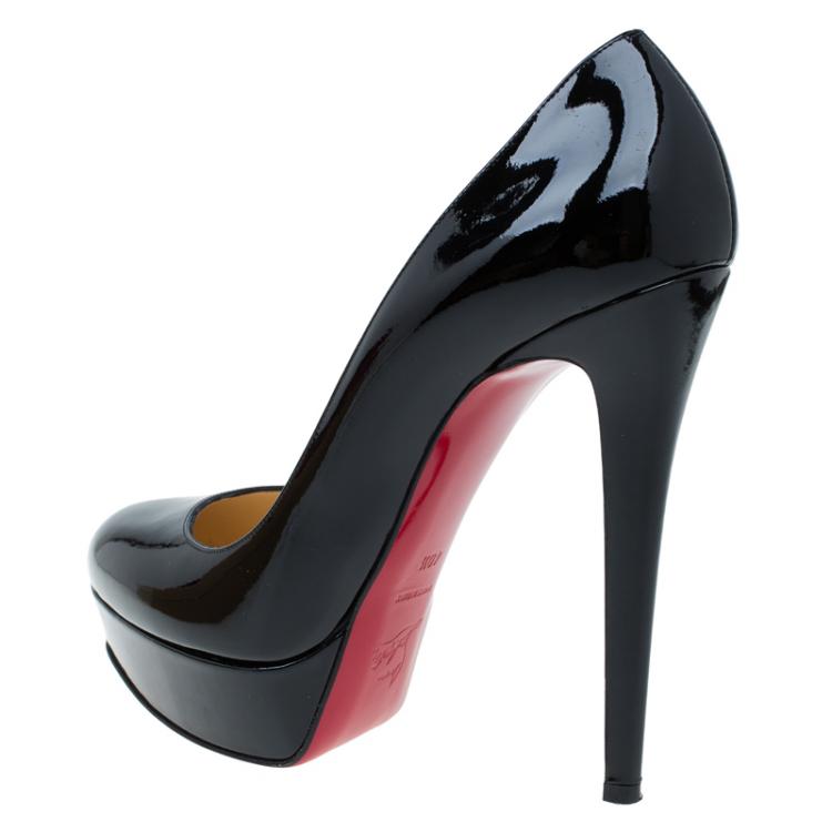 Pre Owned Christian Louboutin Black Patent Bianca Platform Pumps Size 40.5