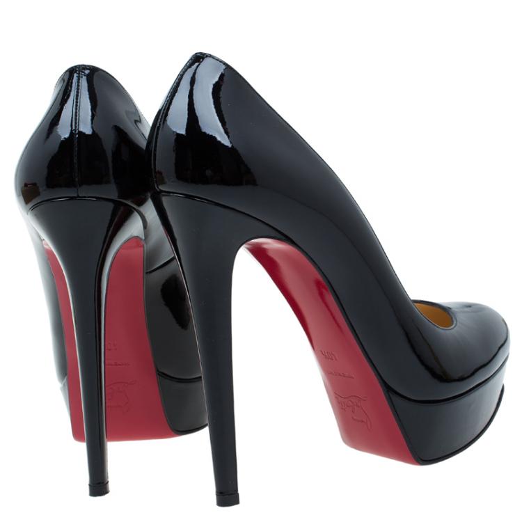 Pre Owned Christian Louboutin Black Patent Bianca Platform Pumps Size 40.5