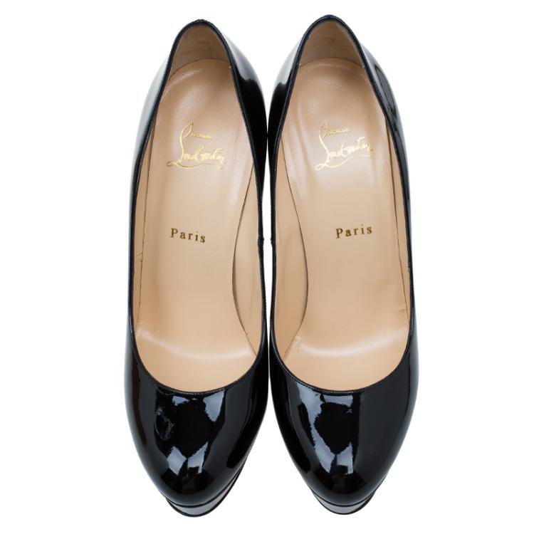 Pre Owned Christian Louboutin Black Patent Bianca Platform Pumps Size 40.5