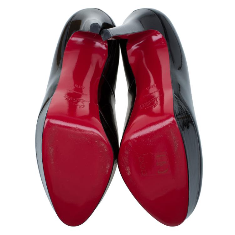 Pre Owned Christian Louboutin Black Patent Bianca Platform Pumps Size 40.5