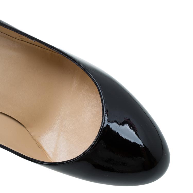 Pre Owned Christian Louboutin Black Patent Bianca Platform Pumps Size 40.5
