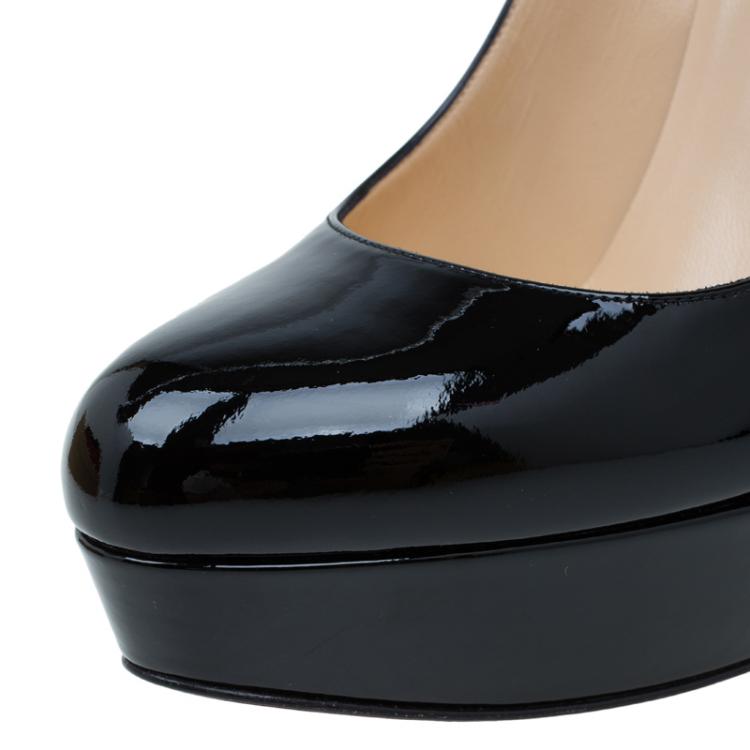 Pre Owned Christian Louboutin Black Patent Bianca Platform Pumps Size 40.5