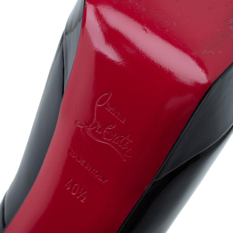 Pre Owned Christian Louboutin Black Patent Bianca Platform Pumps Size 40.5