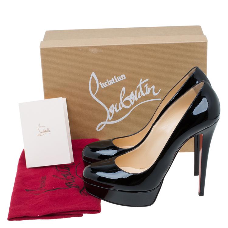 Pre Owned Christian Louboutin Black Patent Bianca Platform Pumps Size 40.5