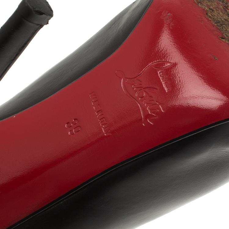 Pre Owned Christian Louboutin Black Leather and Suede Col Zippe Ankle Boots Size 39