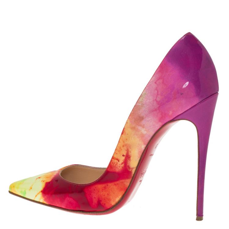 Pre Owned Christian Louboutin Tie Dye Patent So Kate Pumps Size 36