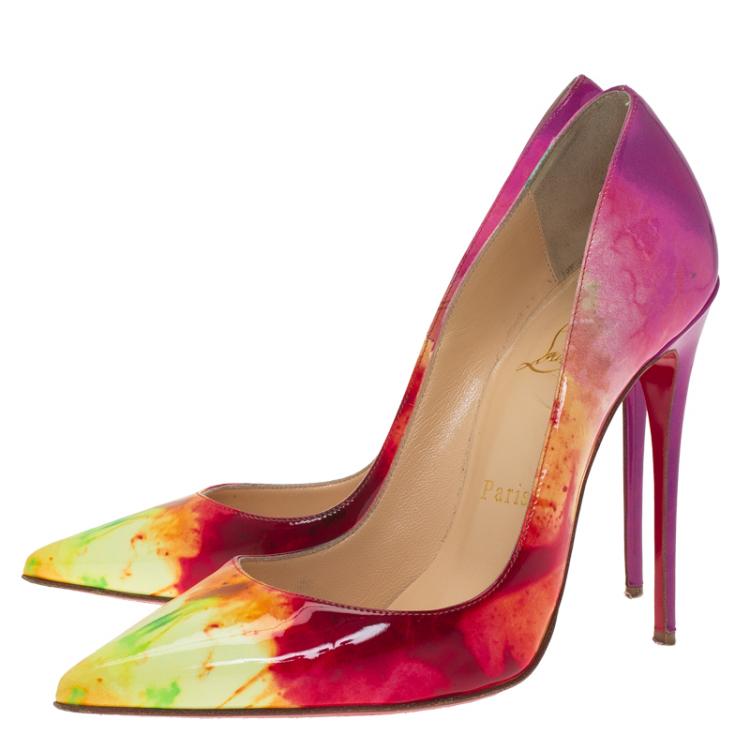 Pre Owned Christian Louboutin Tie Dye Patent So Kate Pumps Size 36