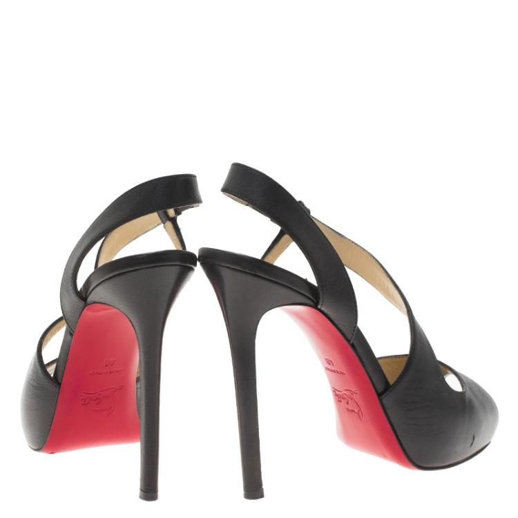 Pre Owned Christian Louboutin Black Leather Viveka Cross Strap Platform Sandals Size 40