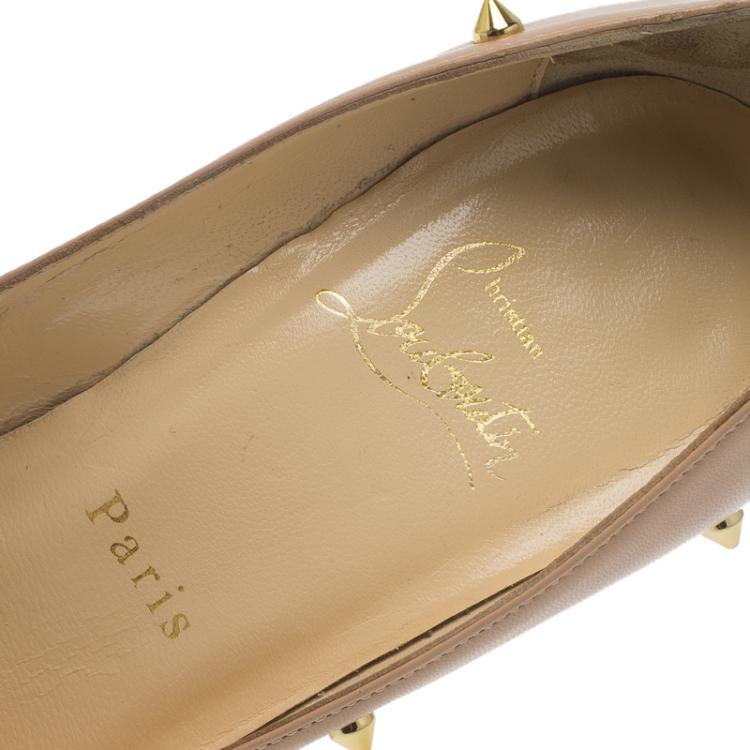 Pre Owned Christian Louboutin Beige Leather Degraspike Pumps Size 37