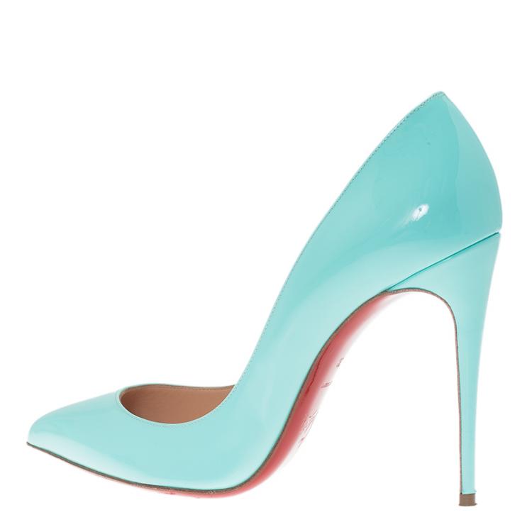 Pre Owned Christian Louboutin Turquoise Patent Pigalle Pumps Size 38