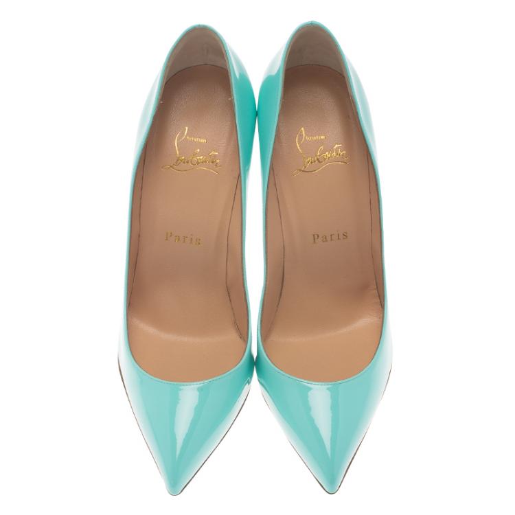 Pre Owned Christian Louboutin Turquoise Patent Pigalle Pumps Size 38